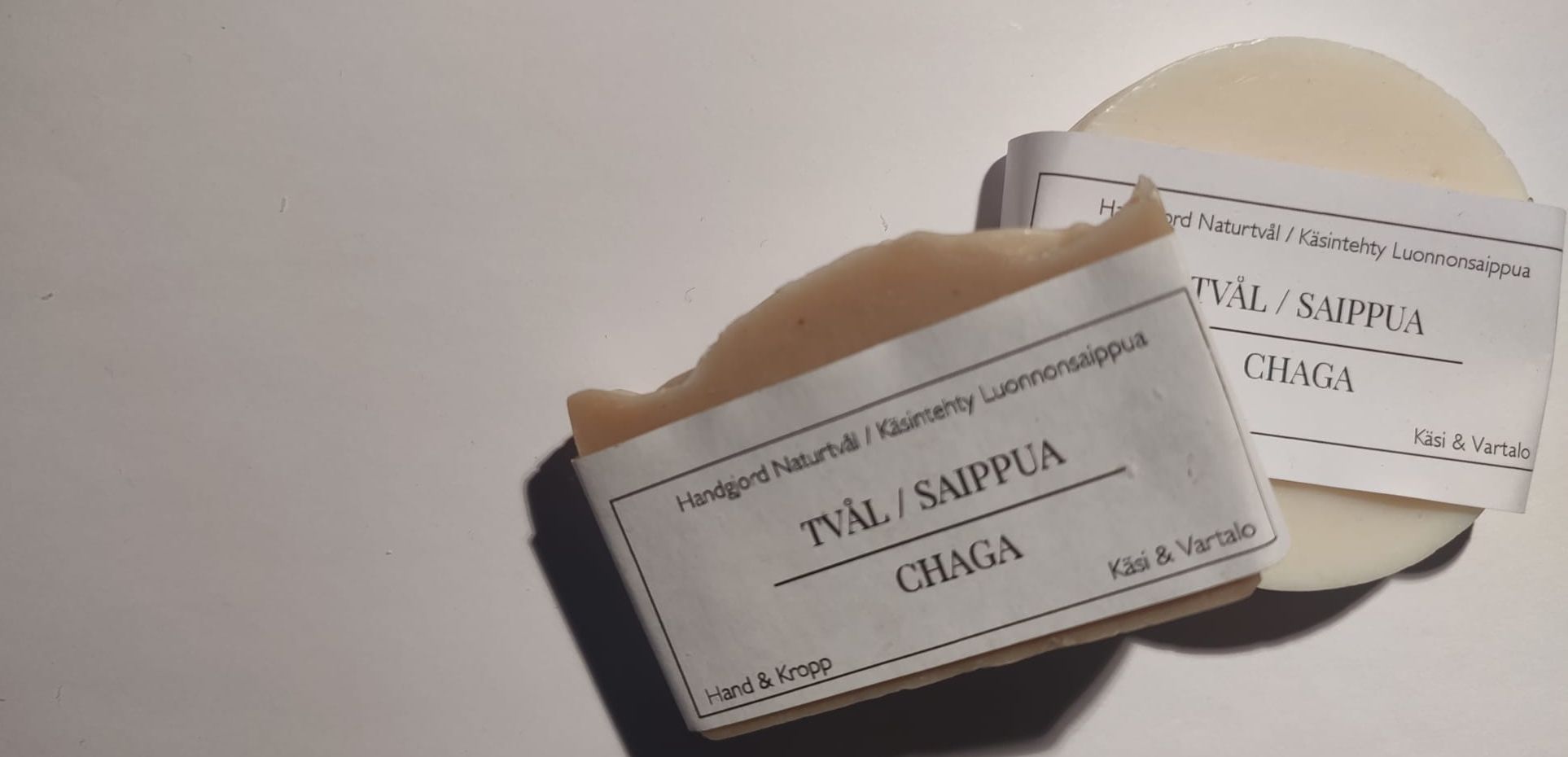 chaga and round soap